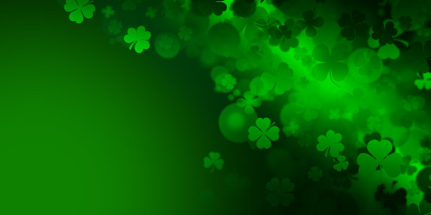 圣帕特里克节插图，苜蓿叶旋转在绿色的背景图片下载