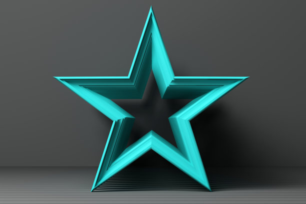 绿色的星星在灰色的背景3d渲染图片下载