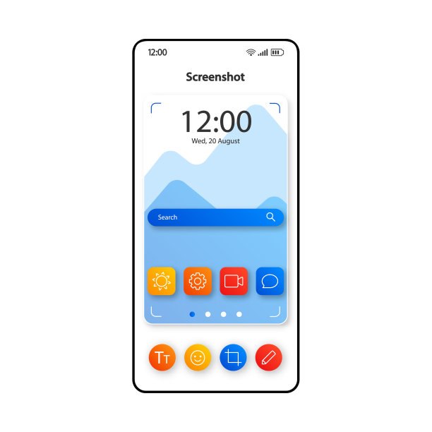 截图制作技术智能手机界面矢量模板。手机应用页面色彩设计布局。相机取景器屏幕。应用程序的平面UI。照片捕捉工具手机显示图片下载