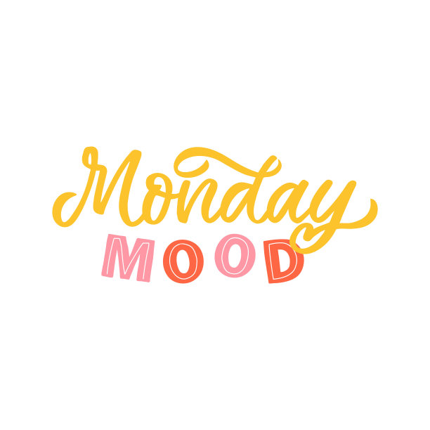 手绘字母报价。题词:周一心情。完美的设计贺卡，海报，t恤，横幅，打印邀请。图片下载
