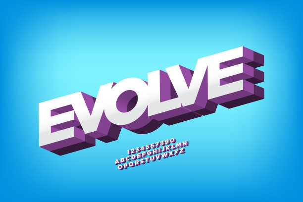 进化，一个现代极简主义的未来主义字母字体设计图片下载