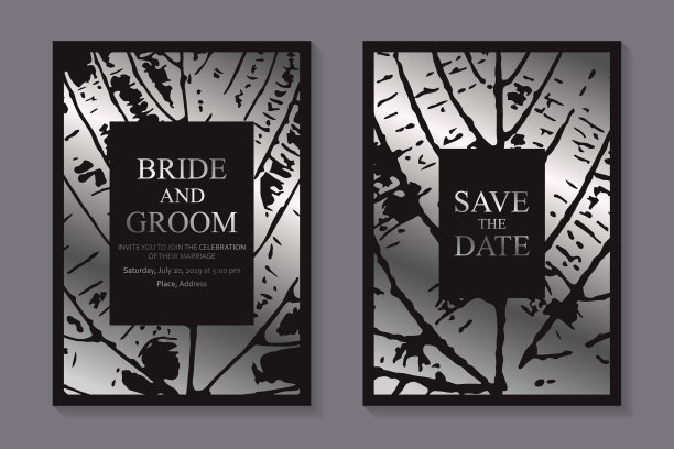 一套现代豪华婚礼邀请设计或名片模板的商务或演示或问候。图片下载