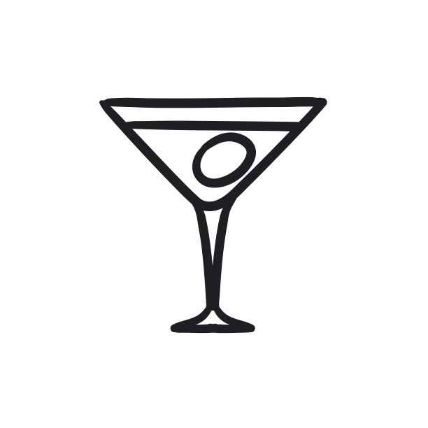 鸡尾酒杯草图图标图片下载