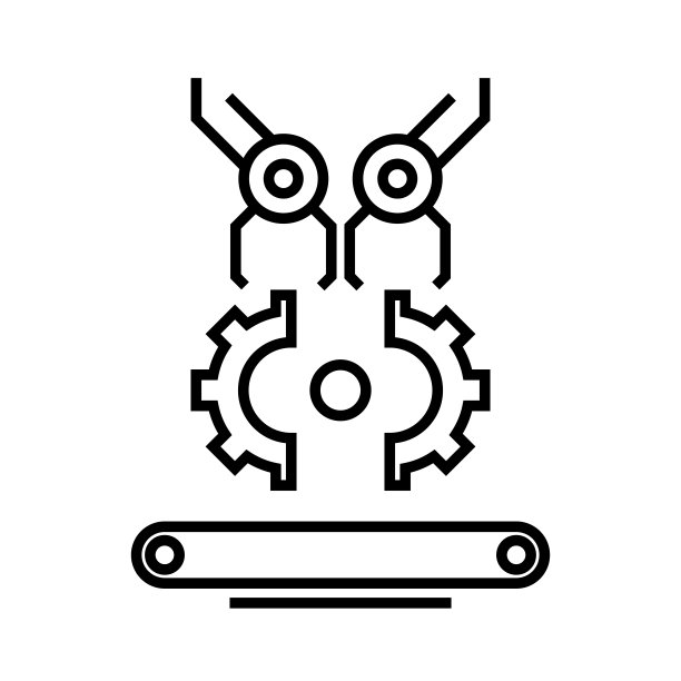 工业机器人线条图标，概念符号，轮廓矢量插图，线性符号图片下载