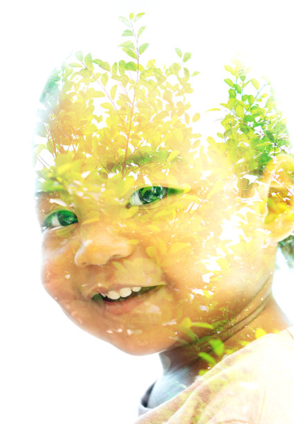 超现实创意双曝光人像图片下载