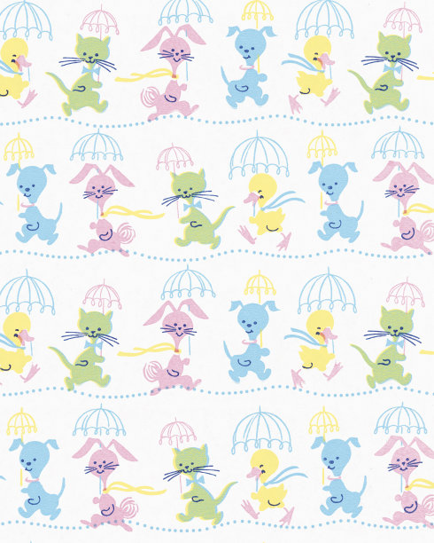 小动物撑伞的图案图片下载