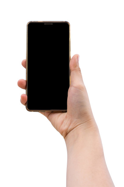 女人手持智能手机，白色背景，含屏幕裁剪路径图片下载