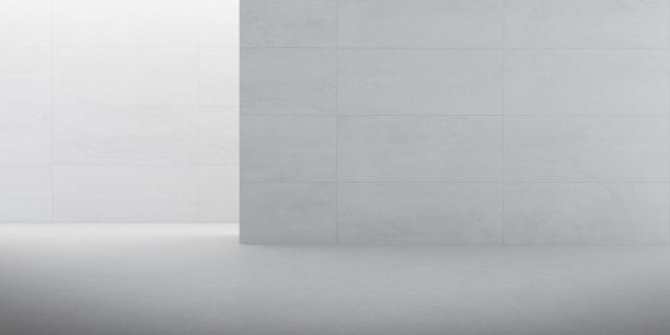 抽象的建筑空间与节奏的混凝土块与阳光投阴影在墙上。3 d渲染。图片下载