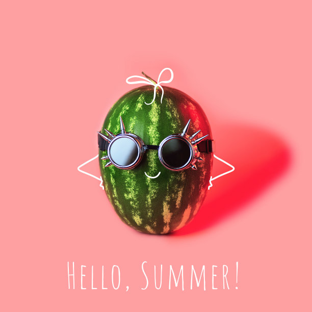 粉色背景上的摇滚眼镜西瓜朋克图片下载