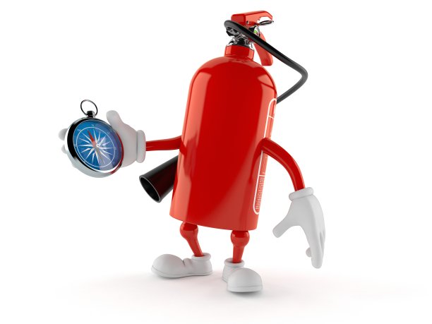 灭火器字符持有罗盘图片下载