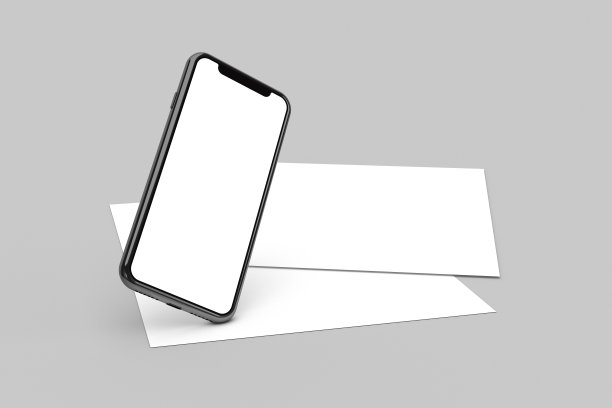 空白全屏智能手机在纸上的3D渲染图片下载