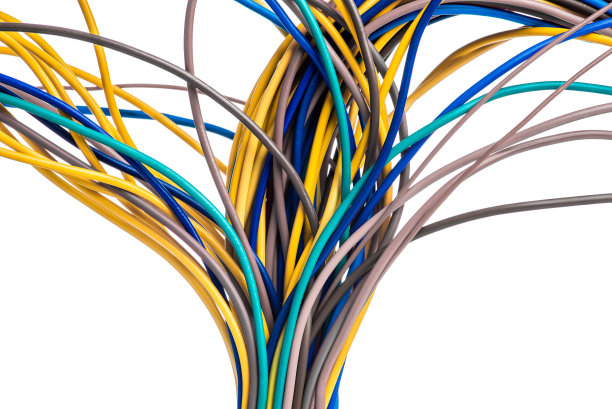 电气安装彩色电缆和电线隔离在白色图片下载