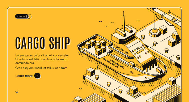 货船运输物流等距着陆图片下载