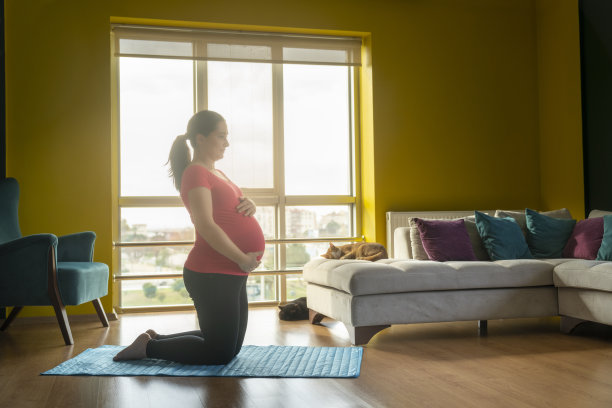 快乐孕妇在家锻炼图片下载