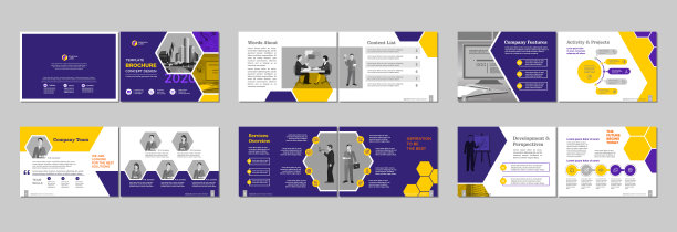 小册子创意设计。多用途模板与封面，背面和内页。图片下载