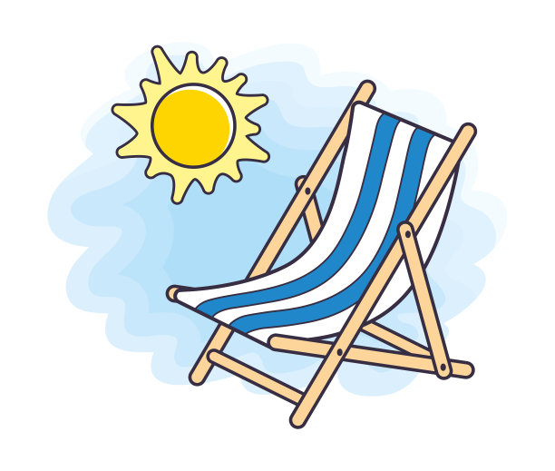 沙滩躺椅和阳光图片下载