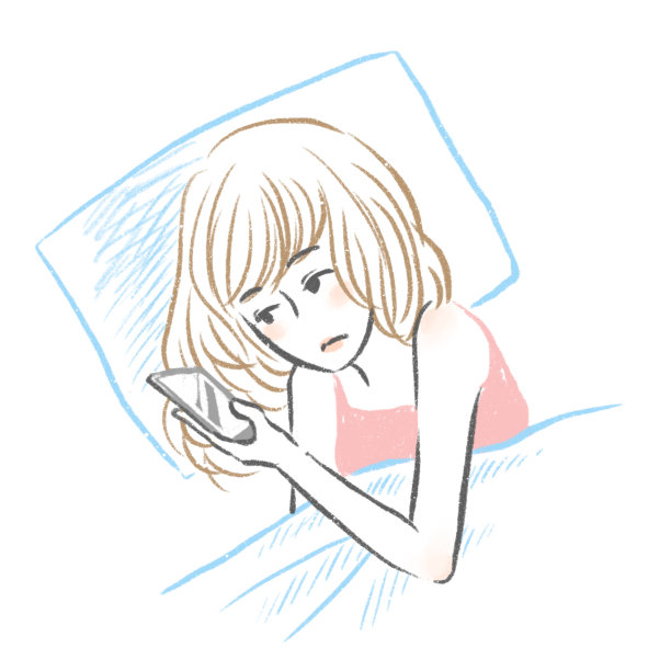 一位躺在床上的女士的插图图片下载