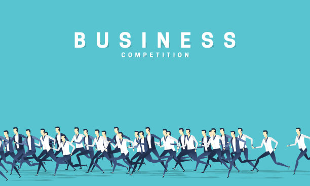 很多商业人士都在朝着一个方向前进，设计是扁平的风格。人男人向量图片下载