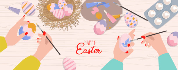 复活节快乐横幅插图。图片下载