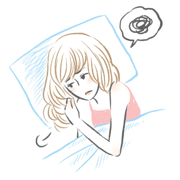 一位躺在床上的女士的插图图片下载