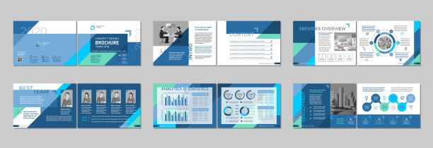 小册子创意设计。多用途模板与封面，背面和内页。图片下载