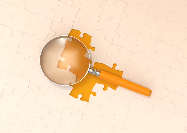 3d渲染放大镜和拼图概念库存照片图片下载