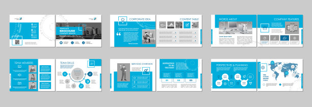 小册子创意设计。多用途模板与封面，背面和内页。图片下载