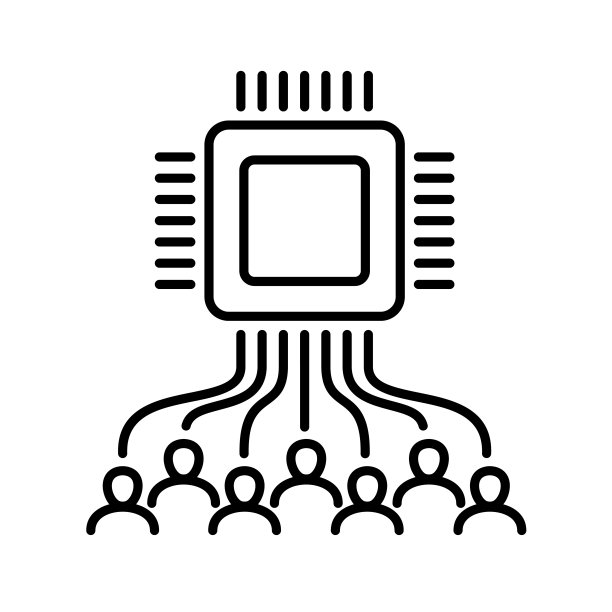 图标数字化，网络社会。对电子产品的依赖。电子人。人脑中的处理器。人类的数字印记。计算机控制一个人。图片下载