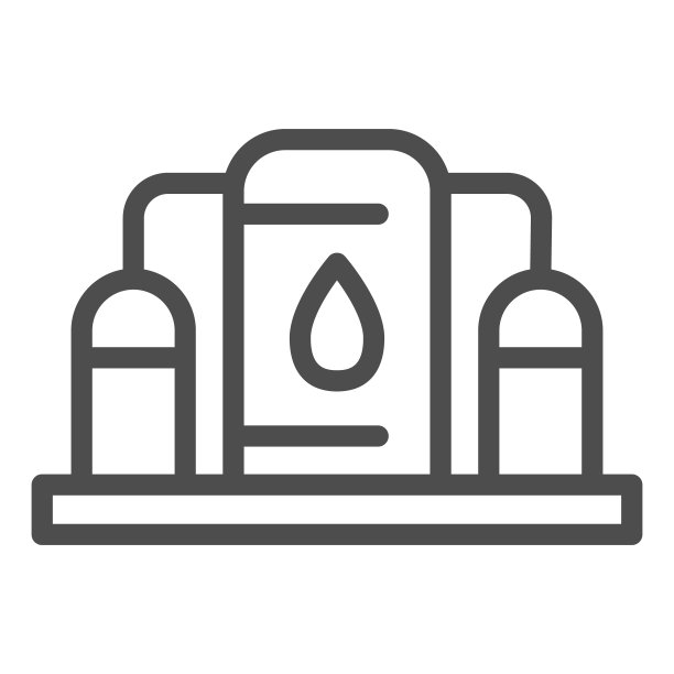 燃料储存线图标。地下储气罐系统、可燃气罐站。石油工业矢量设计理念，轮廓风格象形文字上的白色背景。图片下载