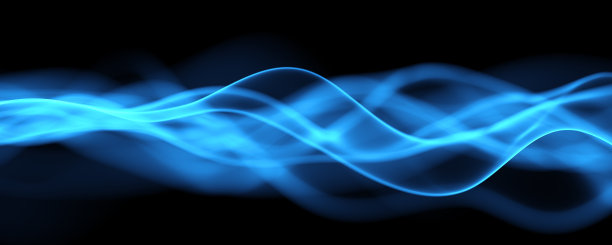 未来科技，数字波浪背景，蓝色发光氖能量闪电。抽象的网络背景。全球通信和大数据技术3d插图。素材图片