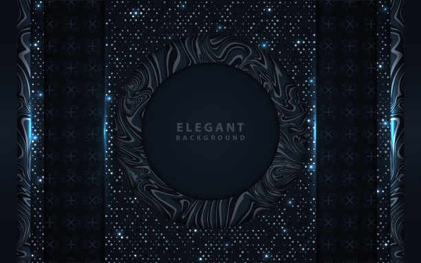 奢华的深蓝色纸形背景与闪烁的灯光装饰图片下载