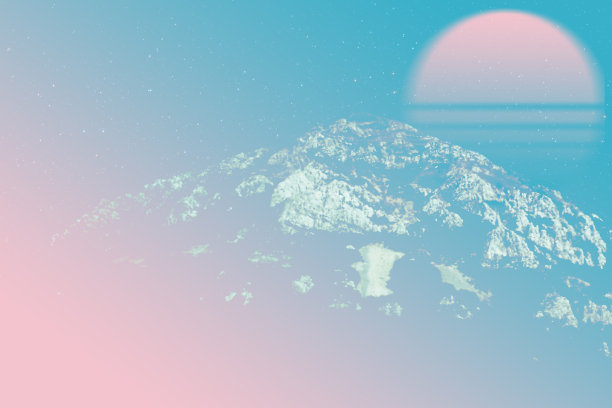 美丽抽象超现实的山水拼贴概念，当代色彩和情绪的社会背景。图片下载