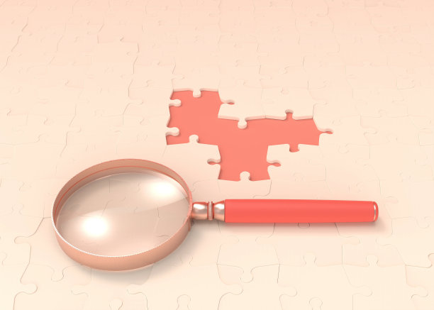 3d渲染放大镜和拼图概念库存照片图片下载