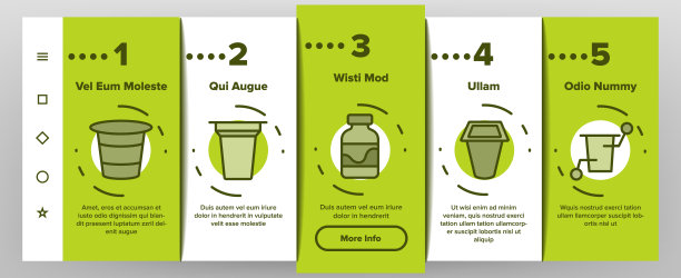 酸奶乳制品营养面板图标设置矢量图片下载