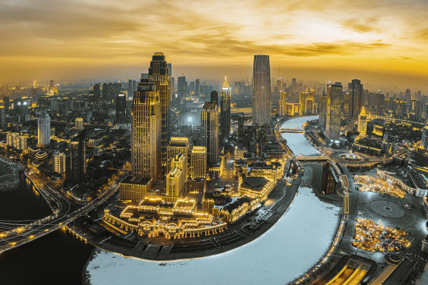 鸟瞰天津夜景图片下载