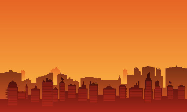 城市的剪影在午后的气氛中。城市景观图片下载