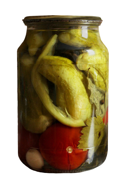 收集一套罐装蔬菜在玻璃罐子图片下载