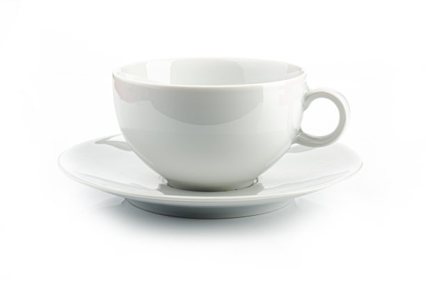 白色背景上的白色茶杯，孤立的图片下载