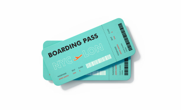 白色背景的皇家蓝色机票配对图片下载