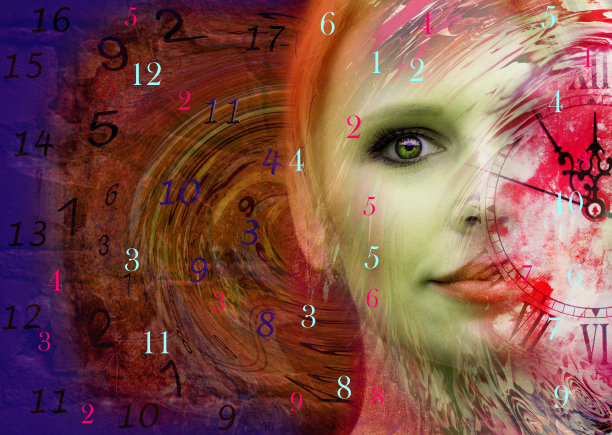 女性艺术肖像和数字命理学图片下载