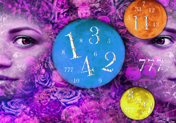 女性的脸，行星和数字图片下载