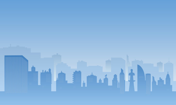 早上有许多建筑的美丽城市。图片下载