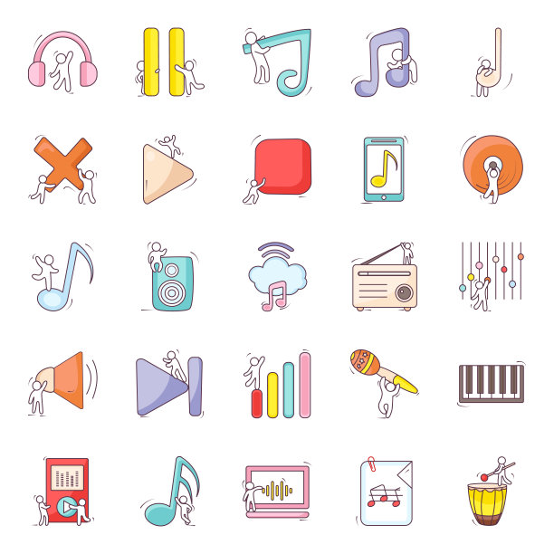 音乐小工具手绘矢量包图片下载