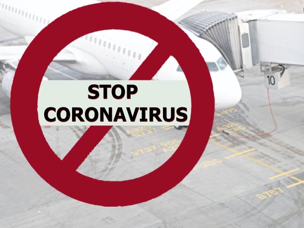 受感染的中国飞机上的停车标志。停止传播图片下载