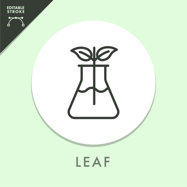 试管和叶线图标。可编辑的中风图片下载