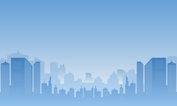 早上有许多建筑的美丽城市。图片下载