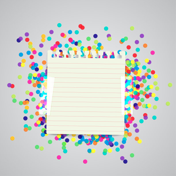 一纸标签和彩色的小点，矢量图片下载