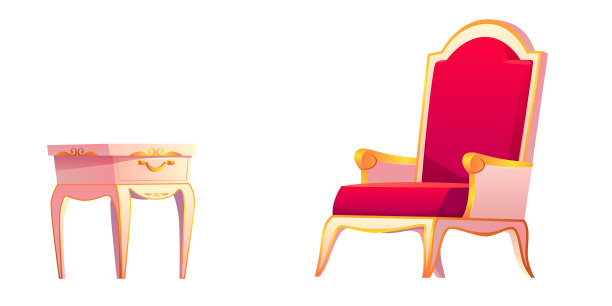 卧室内部的皇家椅子和床头柜图片下载