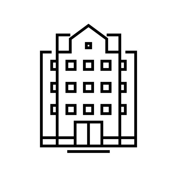 高层建筑线条图标、概念标志、轮廓矢量插图、线性符号图片下载