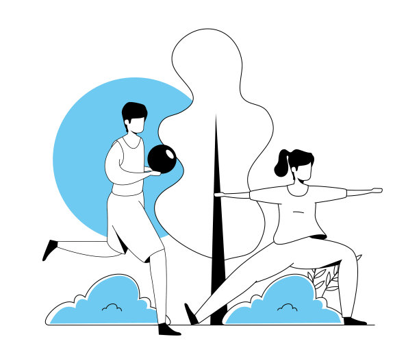 情侣在公园景观中练习图片下载